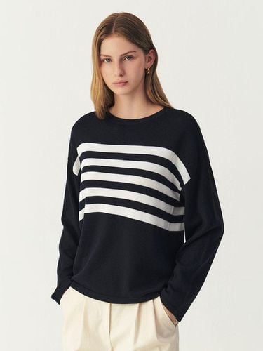 Round Neck Stripe Knitwear_NAVY WHITE - ARTID - Modalova