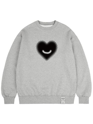 Unisex Dotted Heart Cotton-Polyester Sweatshirt [Grey] - GRAVER - Modalova