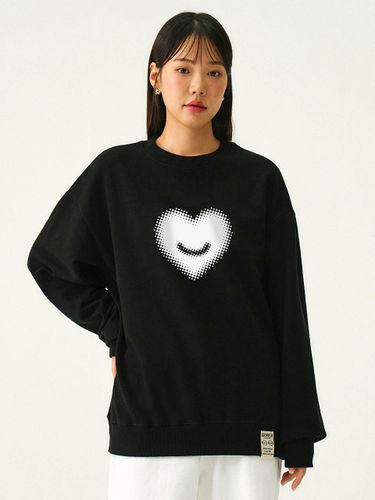 Unisex Dot Heart Cotton Blend Sweatshirt [Black] - GRAVER - Modalova