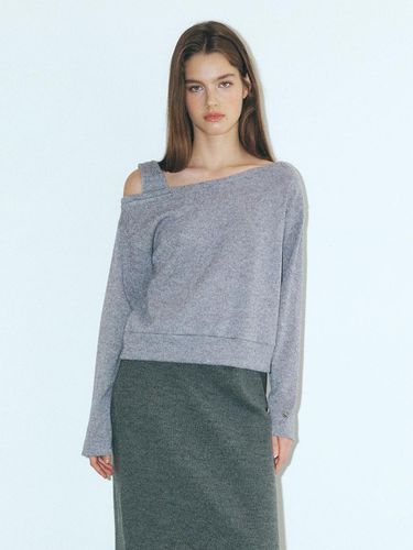 One Shoulder Knitted T Shirt, Grey - ETMON - Modalova