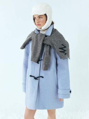 Wool Duffle Half Coat, Sky Blue - ETMON - Modalova