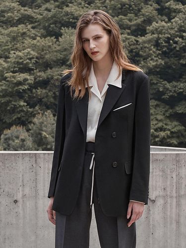 TAILORED DOUBLE JACKET_BLACK - mu:arvo - Modalova