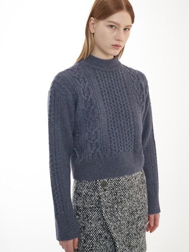 CABLE HALF NECK PULLOVER_GRAYISH BLUE - mu:arvo - Modalova