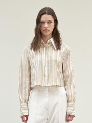 STRIPE CROPPED SHIRT_BEIGE STRIPE - mu:arvo - Modalova