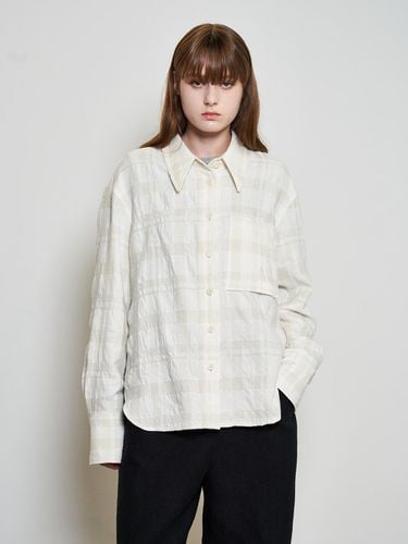 Oversized Checkered Shirt_WHITE - mu:arvo - Modalova