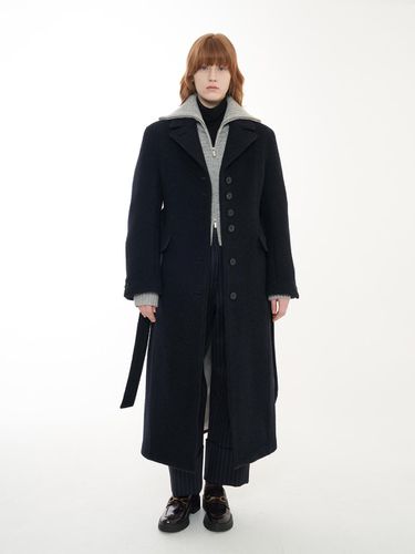 Structured Wool Long Coat_Dark Navy - mu:arvo - Modalova