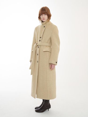 Structured Wool Long Coat_Yellow Beige - mu:arvo - Modalova