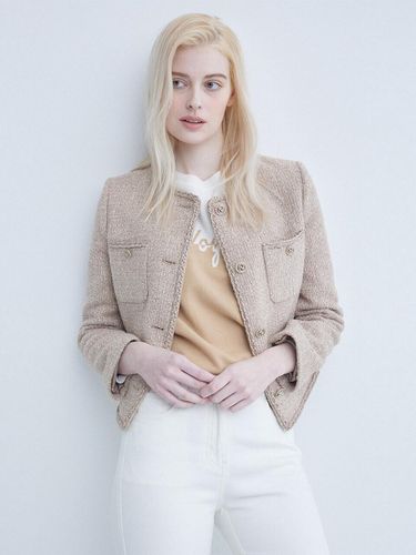 Round Neck Cropped Jacket N241MWJ101 - NICE CLAUP - Modalova