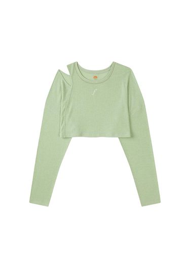 Lip Layered Crop Long Sleeve Tee Light Sage - FIVELINE - Modalova