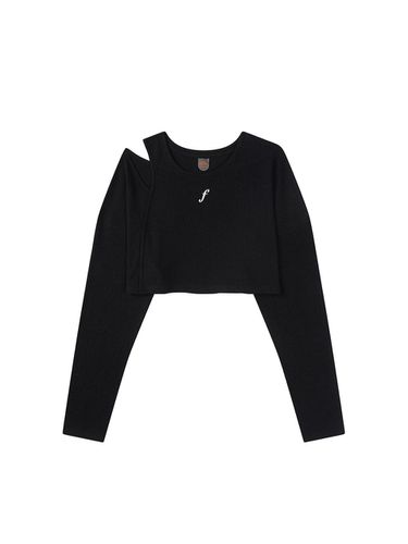 Lip Layered Crop Long Sleeve Tee Black - FIVELINE - Modalova