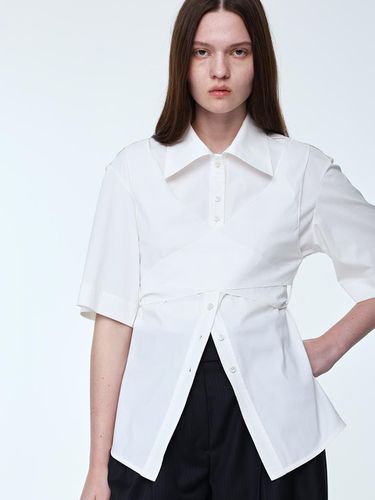 Knotted Wrap Blouse _ White - mu:arvo - Modalova