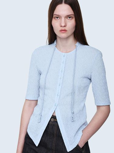 Tie - decorated Slim Fit Blouse _ Light Blue - mu:arvo - Modalova