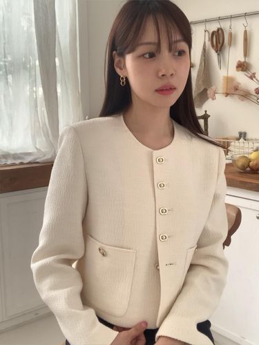 Round neck tweed jacket (AEJA4C410WT) - a.t.corner - Modalova