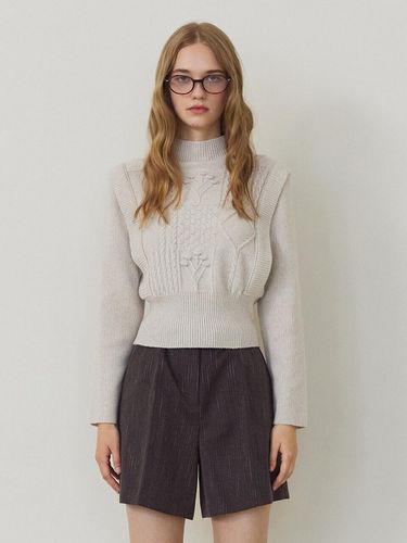 Modified Cable Over Knit Pullover X246P - NICE CLAUP - Modalova