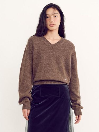 Wool V-neck Knit Pullover - Brown - kuho plus - Modalova