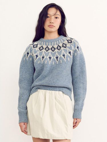 Jacquard Knit Pullover - Sky Blue - kuho plus - Modalova