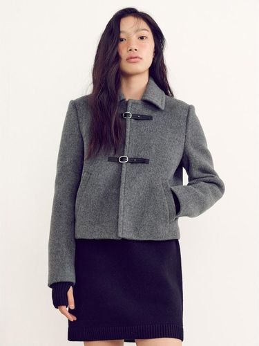 Buckle Detail Short Coat - Grey - kuho plus - Modalova