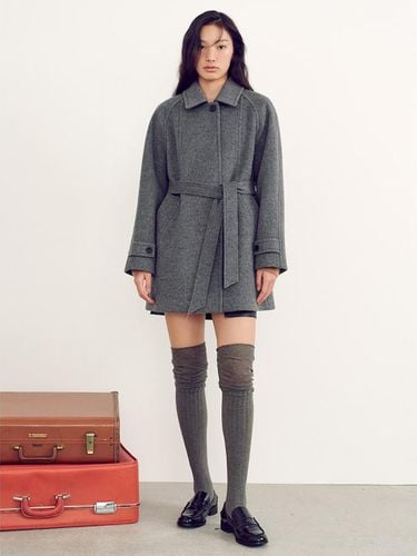 Belted Midi Coat - Grey - kuho plus - Modalova