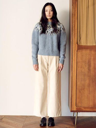 Corduroy Semi Wide Tuck Pants - kuho plus - Modalova