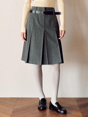 Pleated Midi Skirt - Grey - kuho plus - Modalova