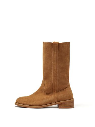 SUEDE LEATHER MIDDLE BOOTS IN BROWN - Matin Kim - Modalova