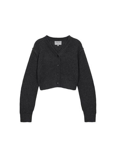 HAIRY CROCHET CROP CARDIGAN IN GREY - Matin Kim - Modalova