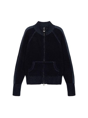 TWO TONE MIXED KNIT ZIP UP IN NAVY - Matin Kim - Modalova