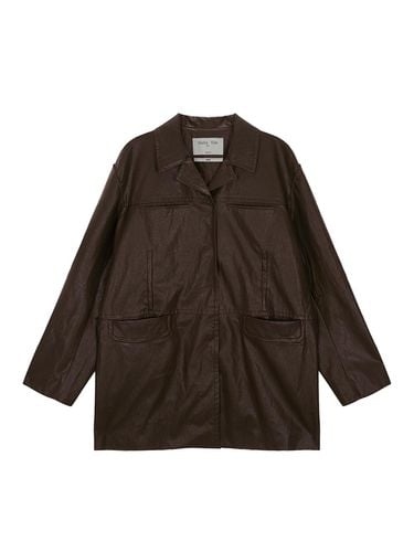 POCKET LEATHER MIDI JACKET IN BROWN - Matin Kim - Modalova