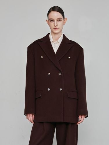 Oversized Double Wool Cash Half Coat_Brown - mu:arvo - Modalova