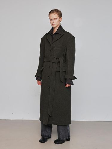 Big Twill Oversized Single Belted Wool Coat - mu:arvo - Modalova