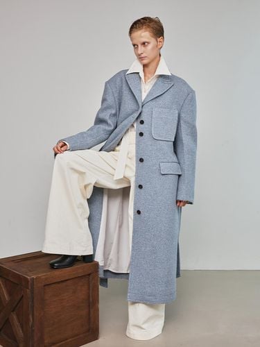 Big Twill Oversized Single Belted Wool Coat - mu:arvo - Modalova