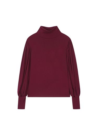 Mock Turtleneck T-shirt with Shirred Sleeves - VIKI - Modalova