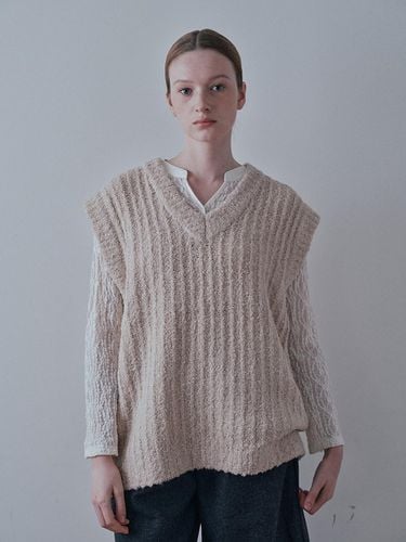 BA_Solid color v neck knitted vest_BEIGE - PIA STUDIO - Modalova