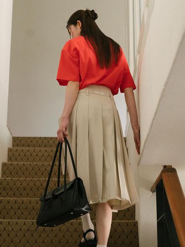 Belt set pleats linen skirt_oatmeal - AARAN - Modalova