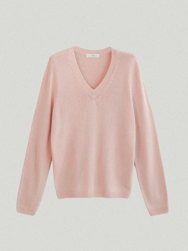 V neck linen whole garment knitwear_pink - AARAN - Modalova