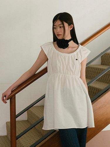 Banding shirring lace mini dress_ivory - AARAN - Modalova