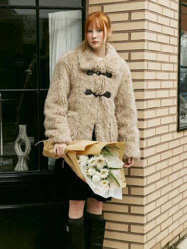 A SHEARING FUR HALF COAT_KHAKI GREY - AMONG - Modalova