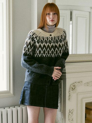 A NORDIC KNIT CARDIGAN_DARK GREY - AMONG - Modalova