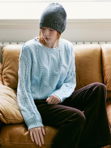 A CABLE KNIT PULLOVER_LIGHT BLUE - AMONG - Modalova