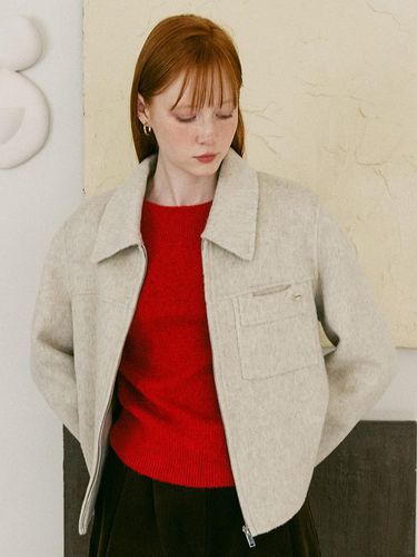 A POCKET WOOL HANDMADE JACKET_BEIGE - AMONG - Modalova