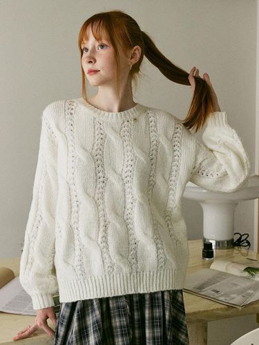 A CABLE KNIT PULLOVER_IVORY - AMONG - Modalova