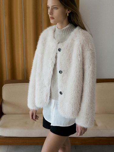 Round neck fur jacket - HUNCH - Modalova