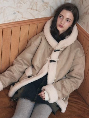 Sheepskin hoodie duffel jacket [2COLOR] - leathery - Modalova