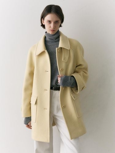 Cashmere Wool Blended Single Half Coat [Buttery Yellow - OSTKAKA - Modalova