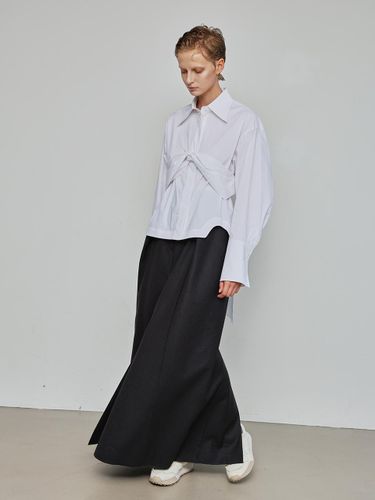 Banded Flared Maxi Length Skirt _ - mu:arvo - Modalova