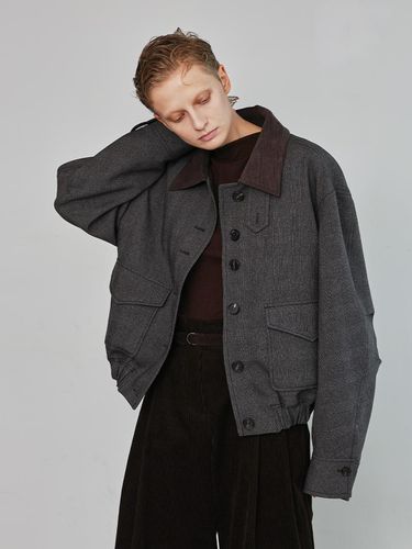 Checkered Padded Liner Blouson Jumper _Brown Check - mu:arvo - Modalova