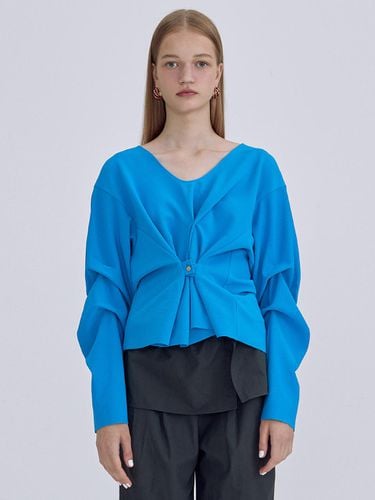 Shirring Backless Top_Blue - WNDERKAMMER - Modalova