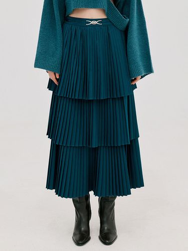 Pleats Slit Long Skirt_Turquoise Blue - WNDERKAMMER - Modalova