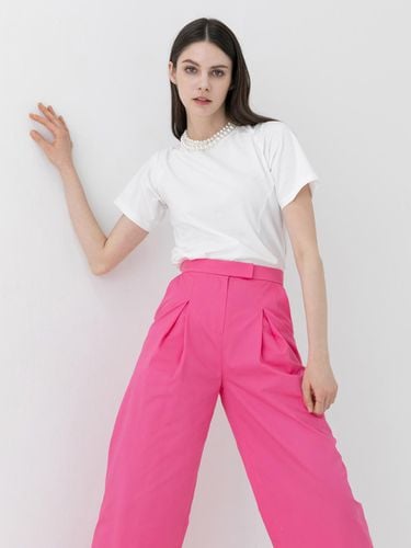 Cotton twill wide trousers [beige / pink] - cordinary - Modalova