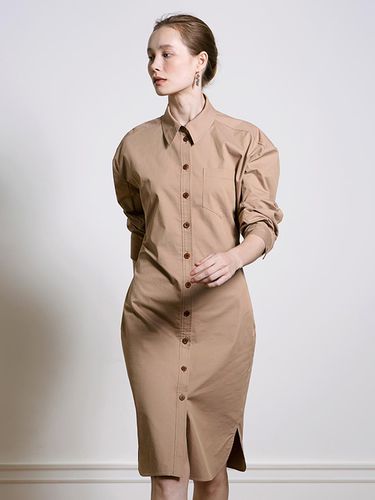 Back draping midi dress - beige - cordinary - Modalova